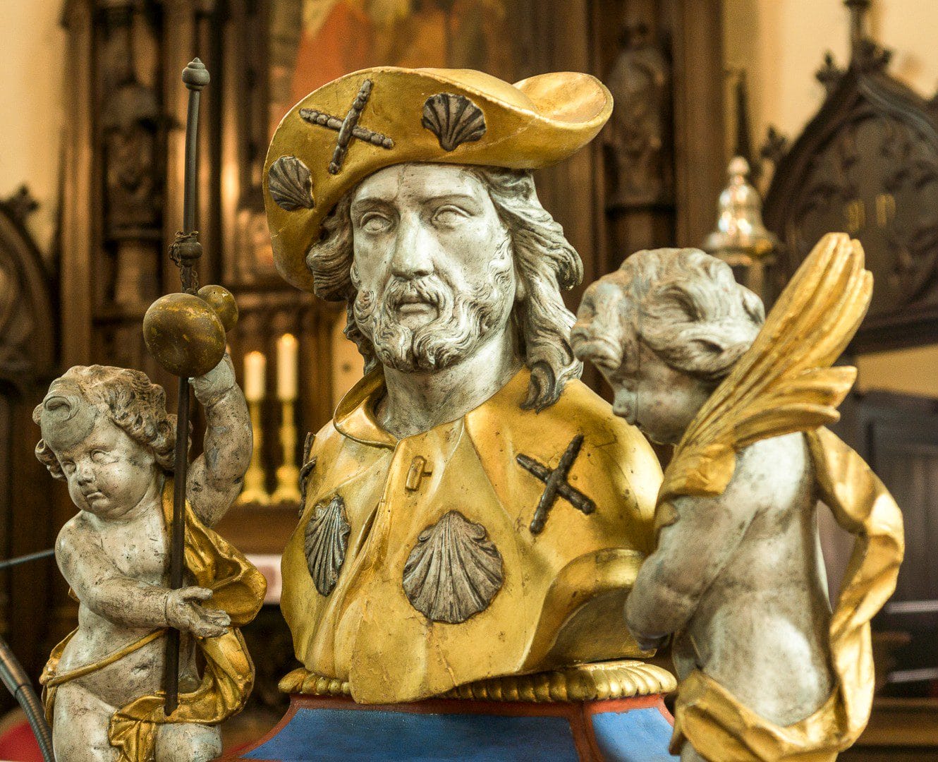 Kemzeke, St.-Jakobskerk. Reliekbeeld van de apostel.