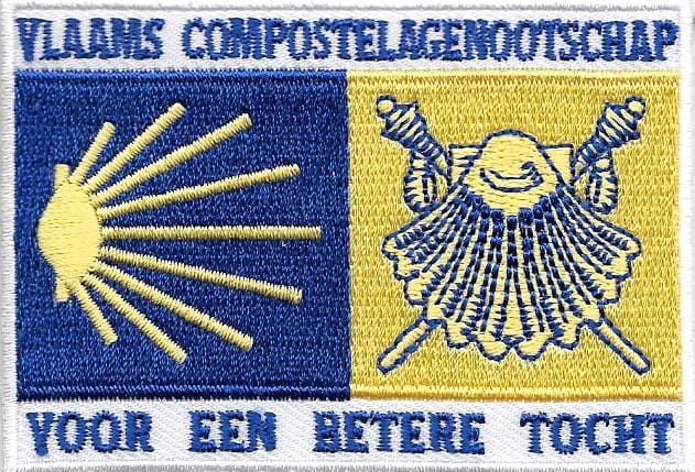 Badge met het logo van het Vlaams Compostelagenootschap