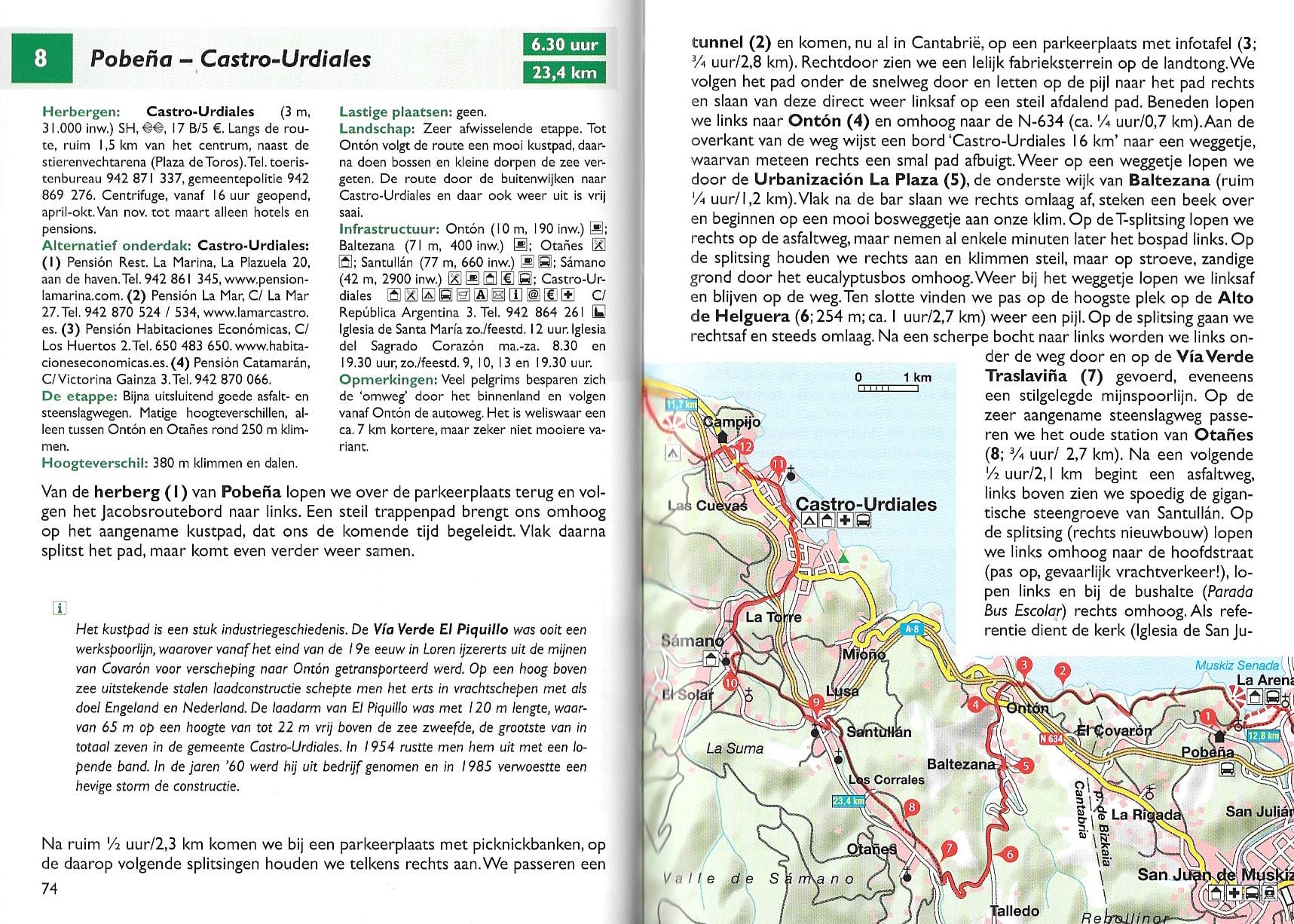 St. Jacobsroute - Camino del Norte - De kustroute van Irún naar Santiago de Compostela - binnenbladzijden