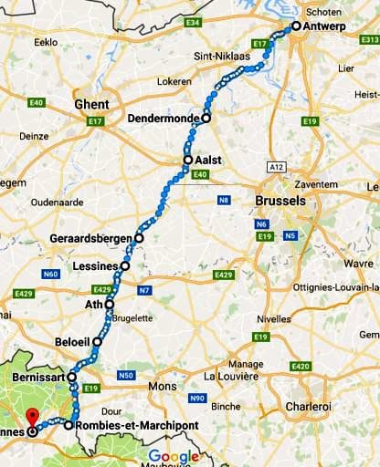 Geplande traject Via Tenera