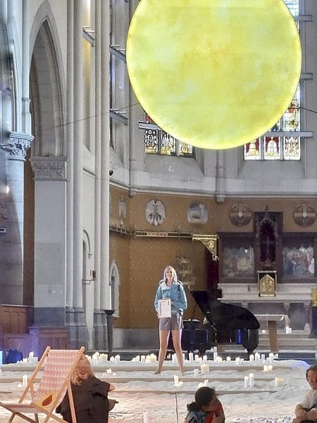 Eva tijdens haar voorstelling in augustus jl. in Berchem.